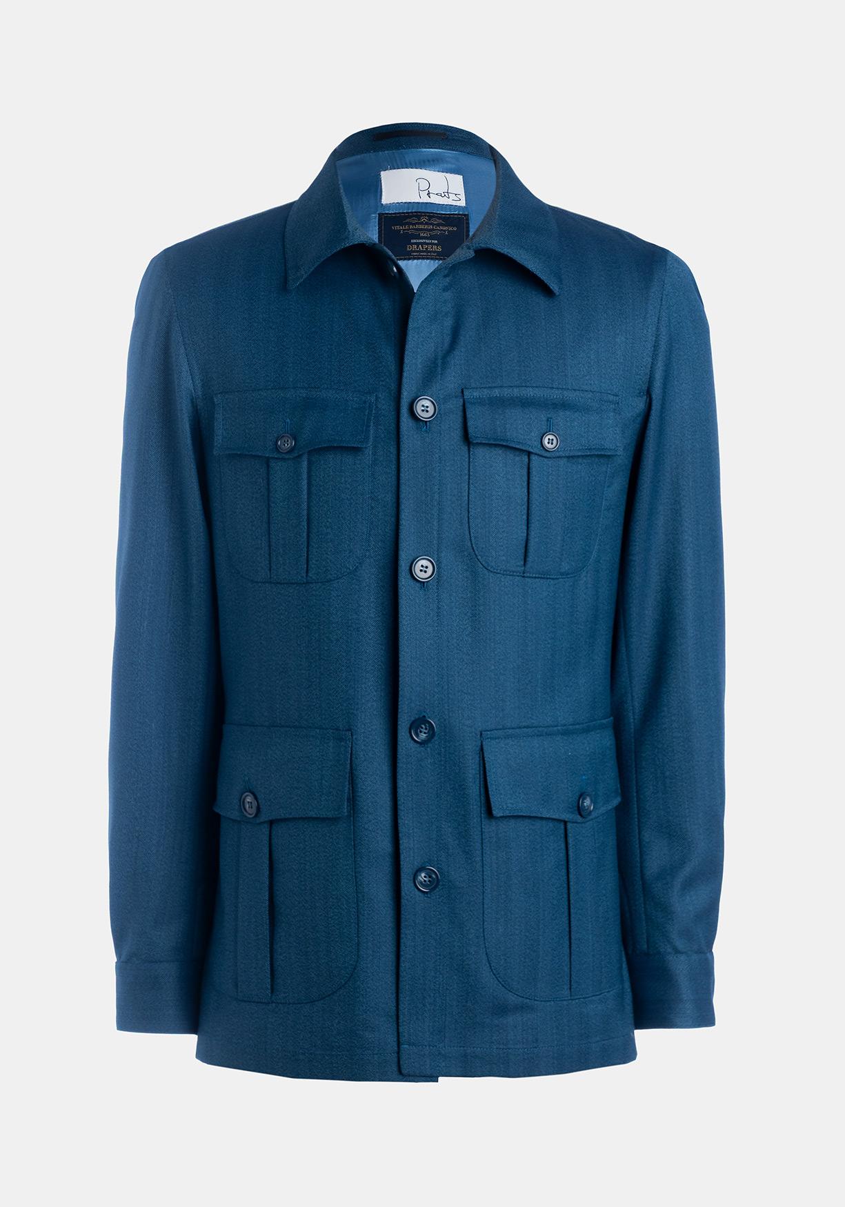 SOBRECAMISA ESPIGA AZUL 4 BOLSILLOS DRAPERS