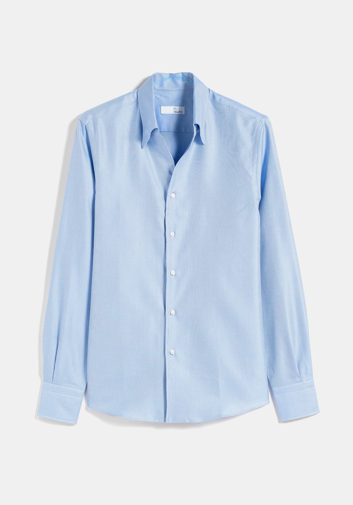 CAMISA CUELLO VISTA CELESTE TEXTURA