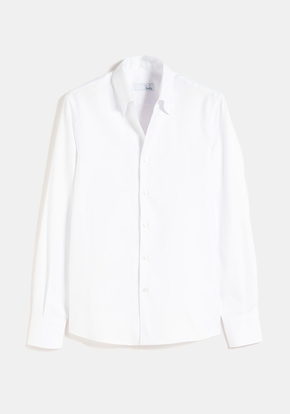 CAMISA CUELLO VISTA TEXTURA BLANCA