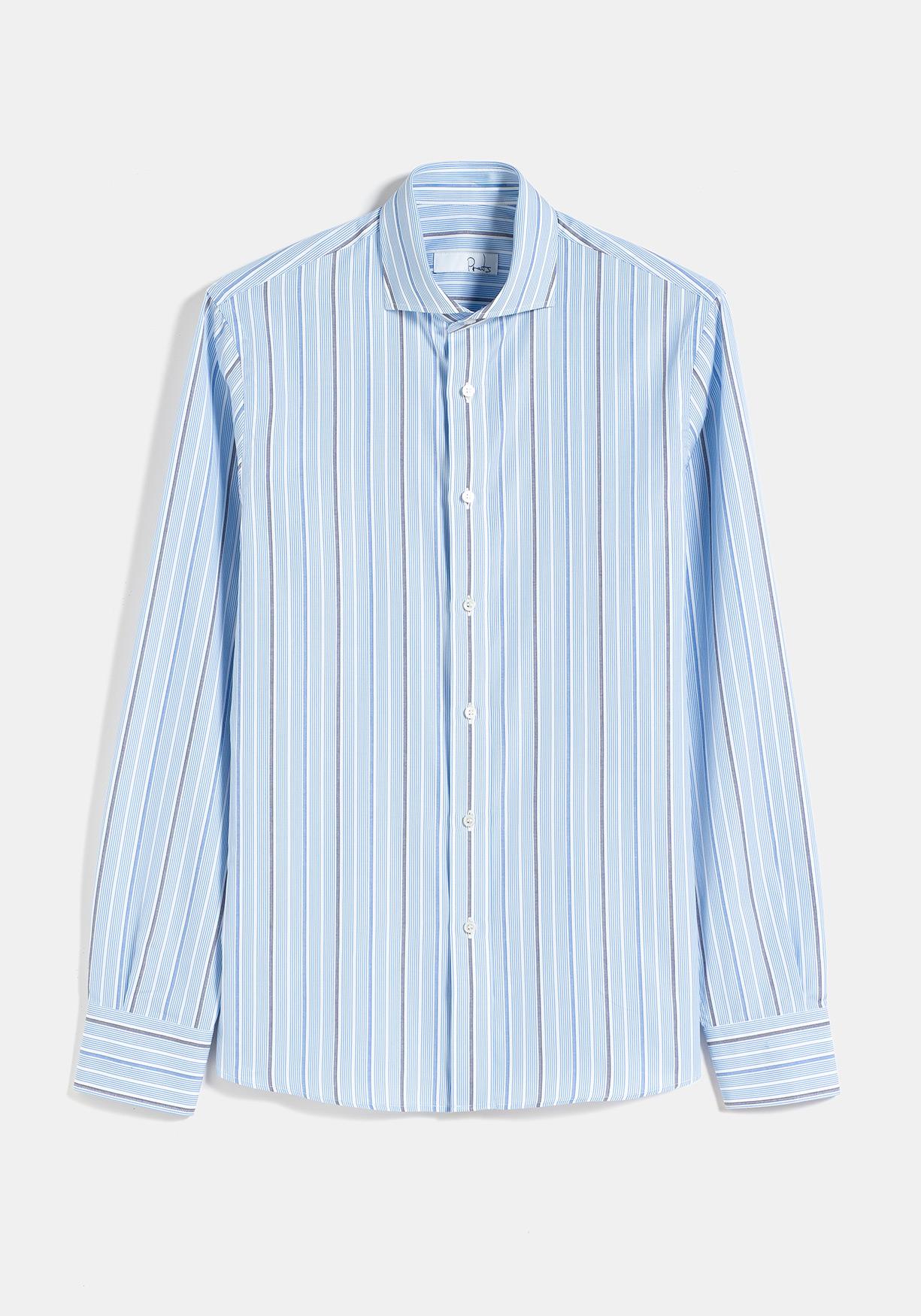 CAMISA RAYA AZUL CON NEGRO CANCLIN