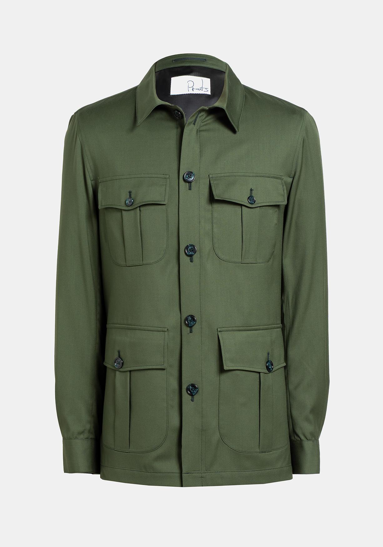 SOBRECAMISA LANA VERDE CUATRO BOLSILLOS