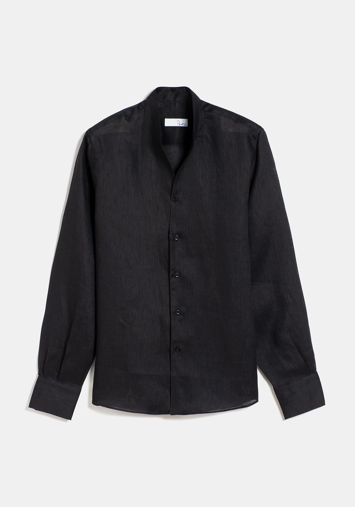 CAMISA LINO CUELLO VISTA NEGRO