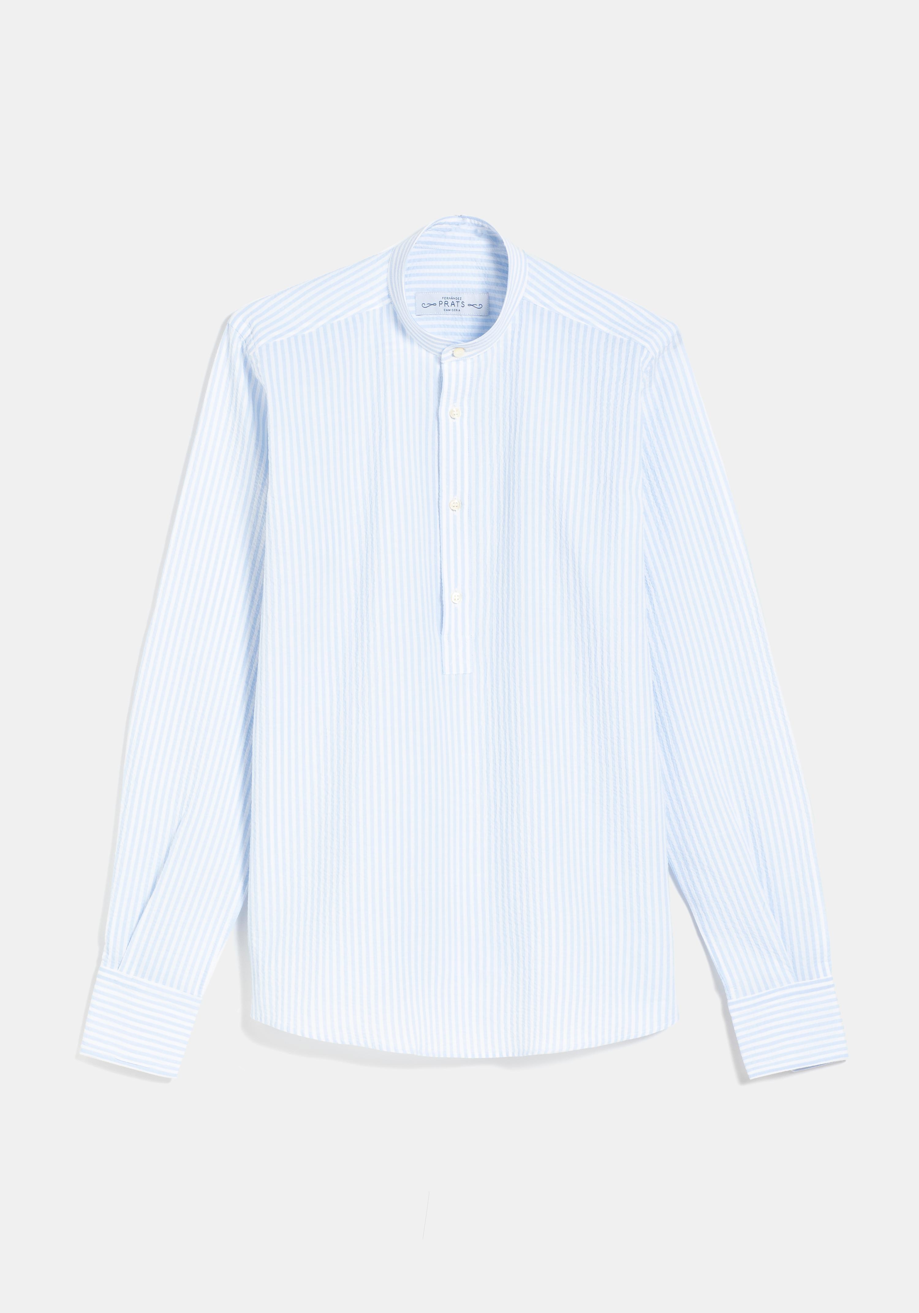 POLERA SEERSUCKER AZUL CLARO