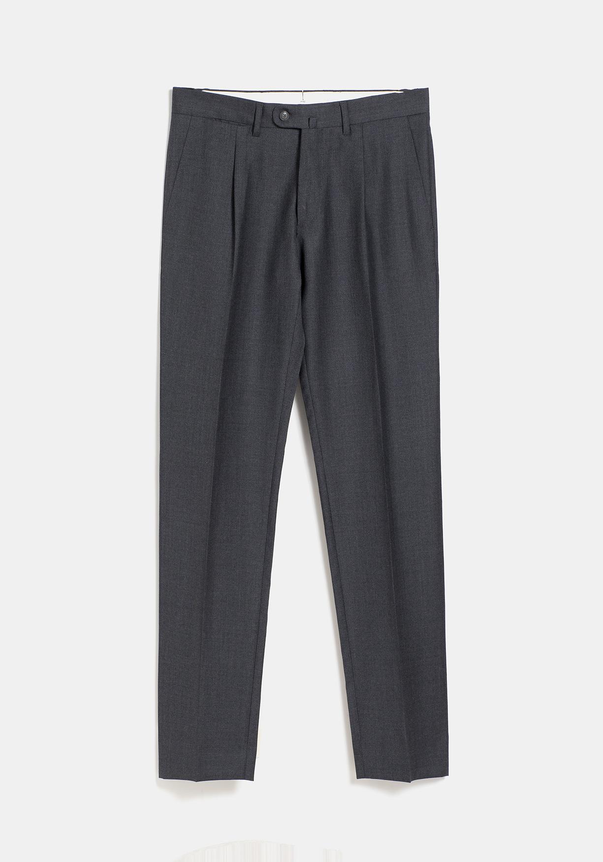 PANTALON LANA GRIS PINZA CINTURON