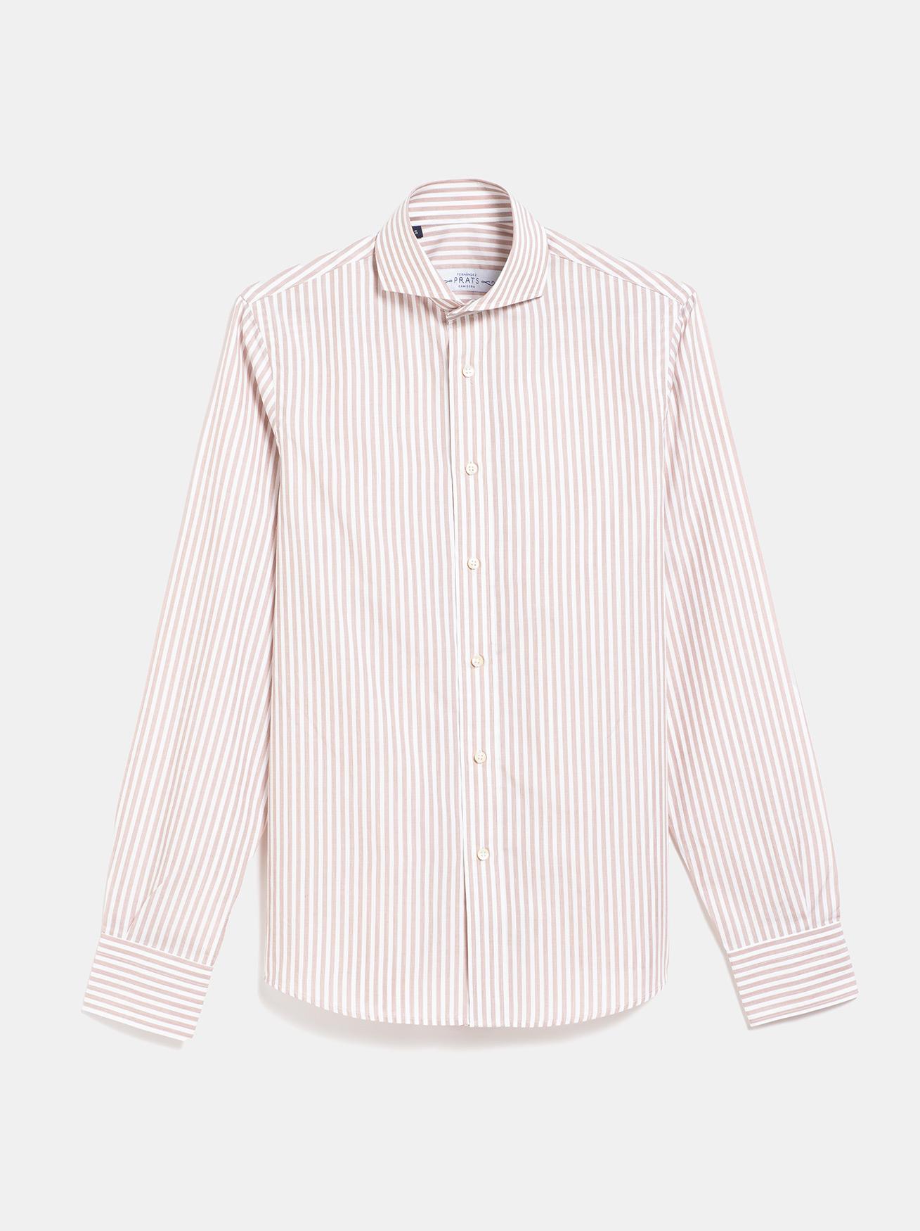 CAMISA ALGODON RAYAS MARRONES